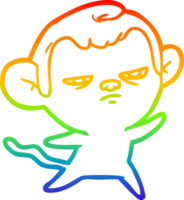 rainbow gradient line drawing cartoon annoyed monkey png