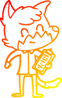 warm gradient line drawing cartoon happy fox salesman png