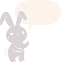 niedliches Cartoon-Kaninchen und Sprechblase im Retro-Stil png