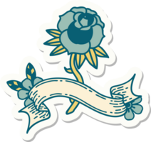 tattoo sticker with banner of a rose png