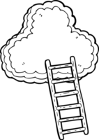 black and white cartoon ladder to heaven png