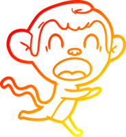 desenho de linha de gradiente quente gritando macaco de desenho animado png