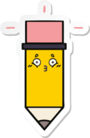 sticker of a cute cartoon pencil png