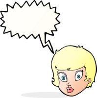 cartoon surprised female face with speech bubble png