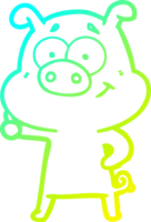 línea de gradiente frío dibujo feliz cerdo de dibujos animados png