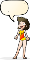 cartoon woman in swimming costume with speech bubble png