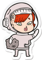 sticker of a cartoon astronaut woman png