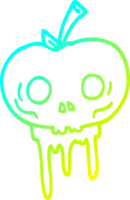 línea de gradiente frío dibujo dibujos animados manzana de halloween png