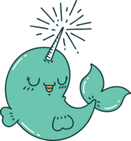 traditional tattoo style happy narwhal png