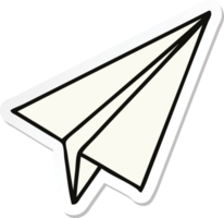 sticker of a cute cartoon paper plane png