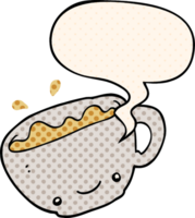 cartoon cup of coffee and speech bubble in comic book style png