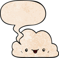 cute cartoon cloud and speech bubble in retro texture style png