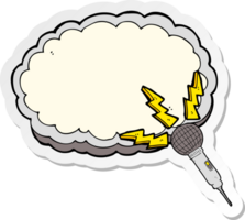 sticker of a cartoon microphone and space for text cloud png