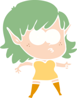 menina elfa chocada dos desenhos animados de estilo de cor plana png