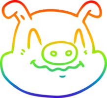 rainbow gradient line drawing cartoon pig face png