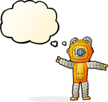 cartoon deep sea diver with thought bubble png