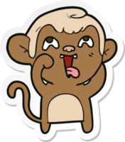 sticker of a crazy cartoon monkey png