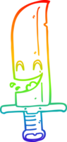 arc en ciel gradient ligne dessin dessin animé couteau riant png