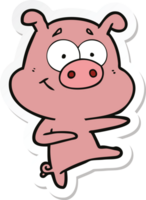 sticker of a cartoon pig pointing png