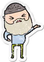 distressed sticker of a cartoon man with beard png