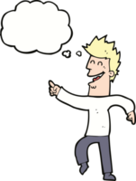 cartoon man pointing and laughing with thought bubble png