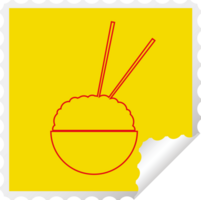 Rice bowl square peeling sticker png