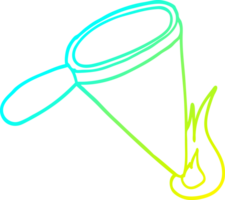 cold gradient line drawing cartoon magnifying glass png