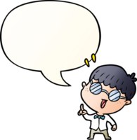 cartoon clever boy and idea and speech bubble in smooth gradient style png