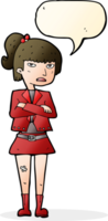 cartoon cool girl with speech bubble png