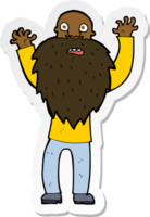 sticker of a cartoon frightened old man with beard png