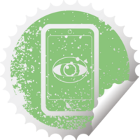 cell phone watching you graphic distressed sticker png