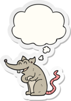 cartoon rat and thought bubble as a printed sticker png