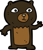 cartoon waving black bear cub png