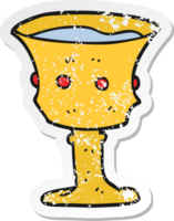 retro distressed sticker of a cartoon medieval cup png