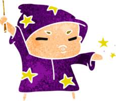 criança feiticeira kawaii bonito dos desenhos animados retrô png