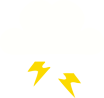 flat color retro cartoon thunder cloud png