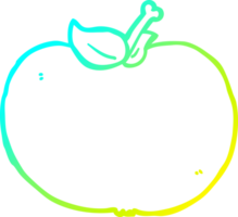 dibujo de línea de gradiente frío manzana de dibujos animados png