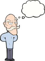 cartoon old man with mustache with thought bubble png