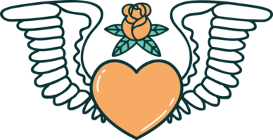 tatuering stil ikon av en hjärta med vingar png