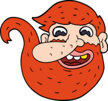 cartoon doodle man with ginger beard png