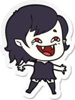 sticker of a cartoon laughing vampire girl png