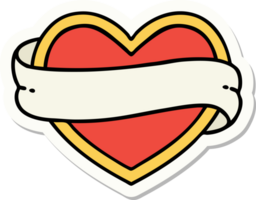 sticker of tattoo in traditional style of a heart and banner png