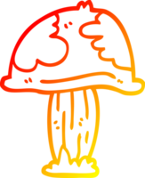 caldo pendenza linea disegno di un' cartone animato velenoso fungo velenoso png