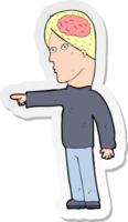 sticker of a cartoon clever man pointing png