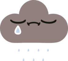 plat Couleur rétro dessin animé de une orage pluie nuage png