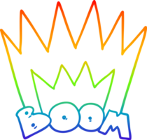 rainbow gradient line drawing of a cartoon boom sign png