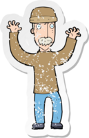 retro distressed sticker of a cartoon man wearing winter hat png