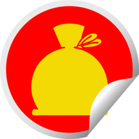 circulaire pellen sticker tekenfilm van een zak png