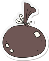 sticker of a quirky hand drawn cartoon sack png