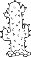 hand drawn black and white cartoon cactus png